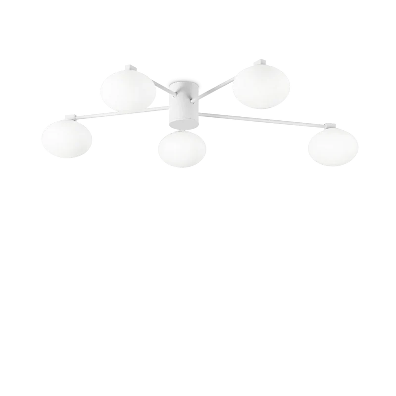 Plafonnier HERMES cinq lampes Ø 90 blanc
