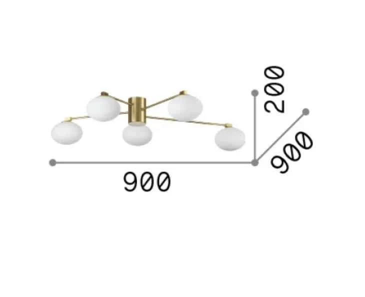 Plafonnier HERMES cinq lampes Ø 90 blanc