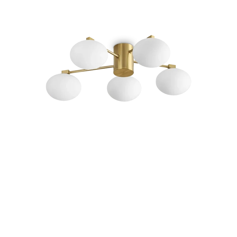 Plafonnier HERMES cinq lampes Ø 60 laiton