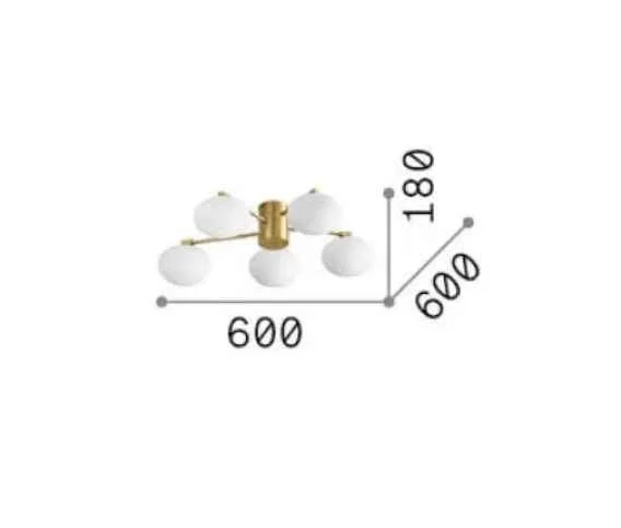 Plafonnier HERMES cinq lampes Ø 60 laiton