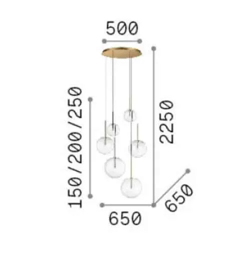 Suspension EQUINOXE 6 verres transparents
