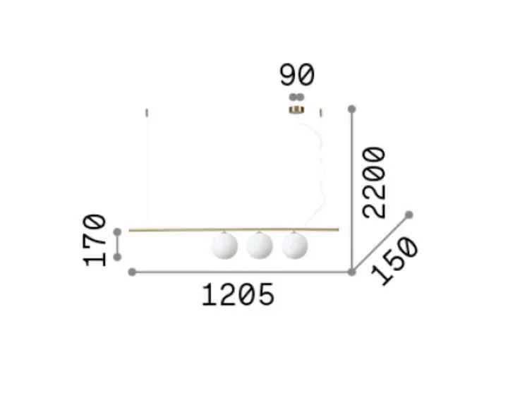 Suspension PERLINE laiton trois lampes