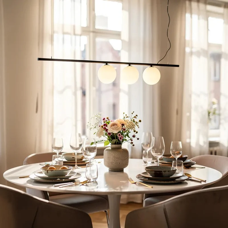 Suspension PERLINE noire trois lampes