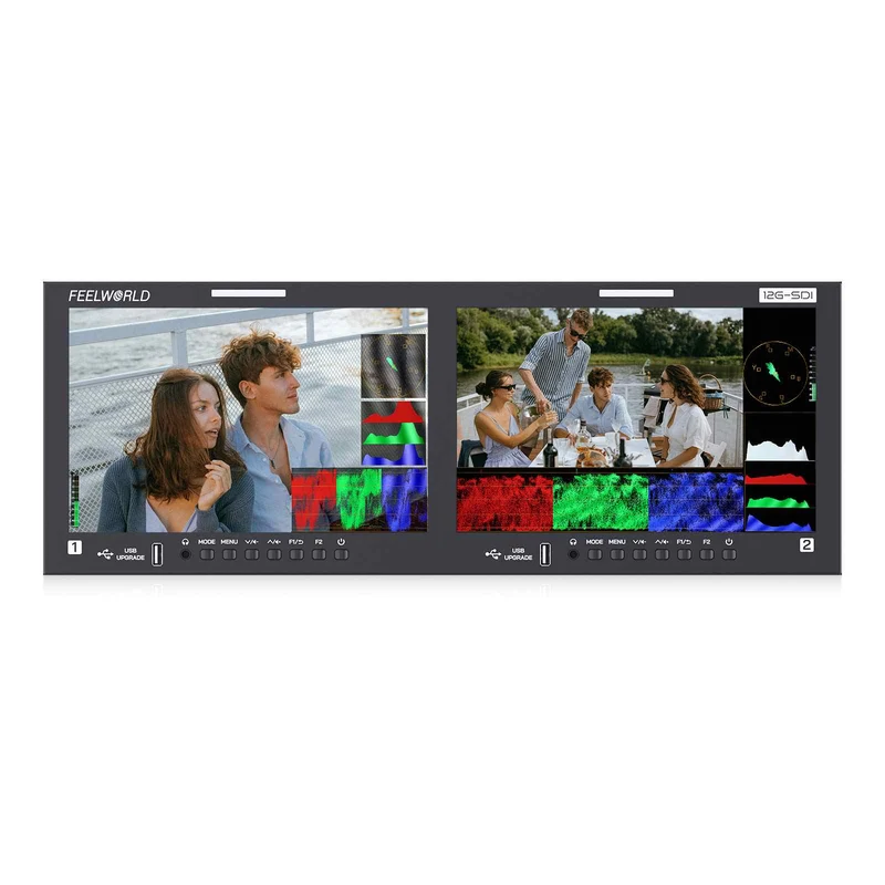 FEELWORLD FRM1001G Double moniteur rackable 4U 10.1 pouces, 12G SDI, HDMI 4K, 1920 x 1200 IPS