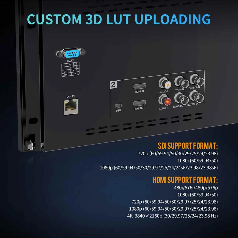 FEELWORLD D101 PLUS Moniteur de diffusion double 10.1 pouces, format rack 4U, 4K, HDMI, 3G-SDI, résolution IPS 1920 x 1200