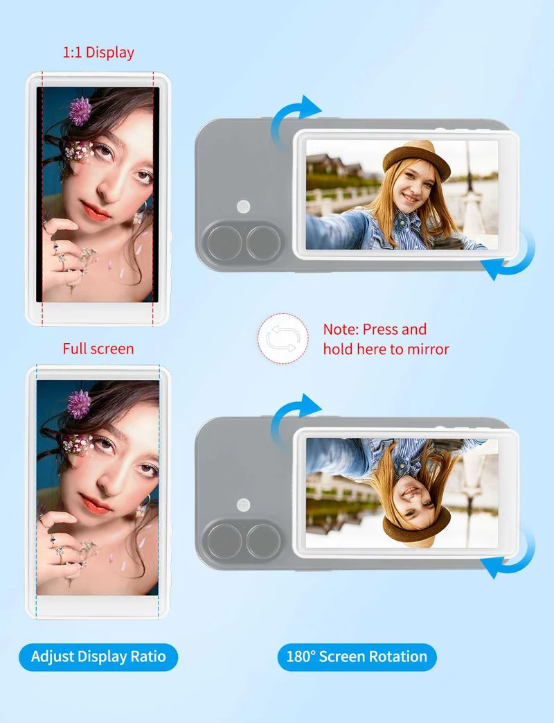 Moniteur selfie FEELWORLD MC4 pour iPhone/Android, 4K/1080p, magnétique, sans fil, portée de 30 m (99 pieds), HD pour vlogging et streaming