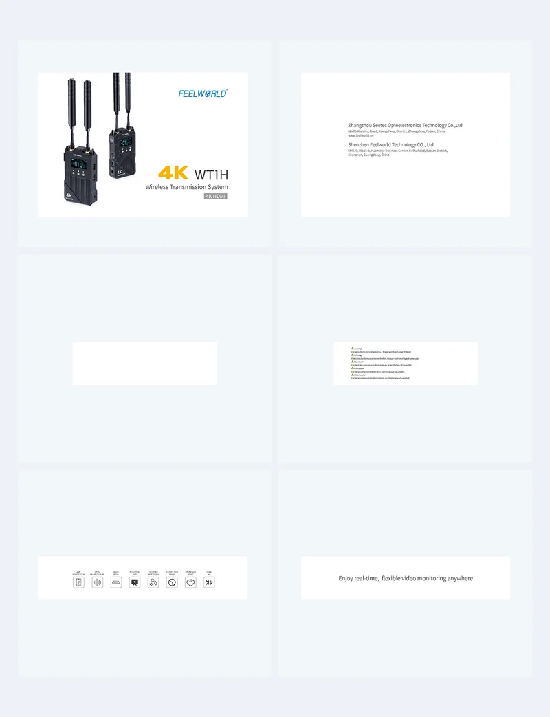 Système de transmission vidéo sans fil 4K FEELWORLD WT1H : double HDMI, interphone duplex intégral, diffusion en direct
