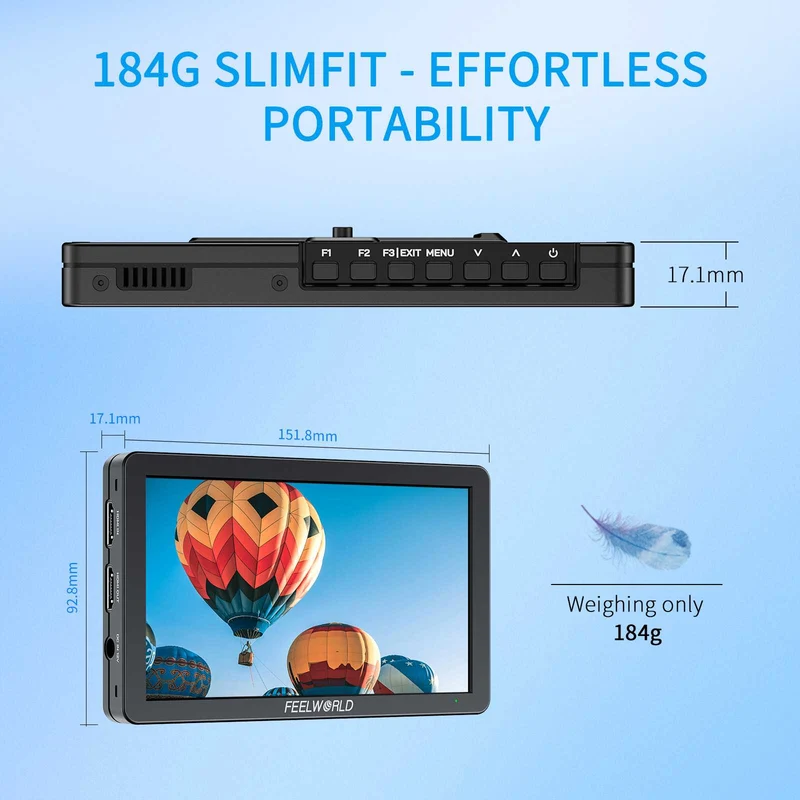 Moniteur vidéo de terrain FEELWORLD T6 6 pouces 450 nits boîtier en aluminium 4K HDMI 1920 x 1080 IPS
