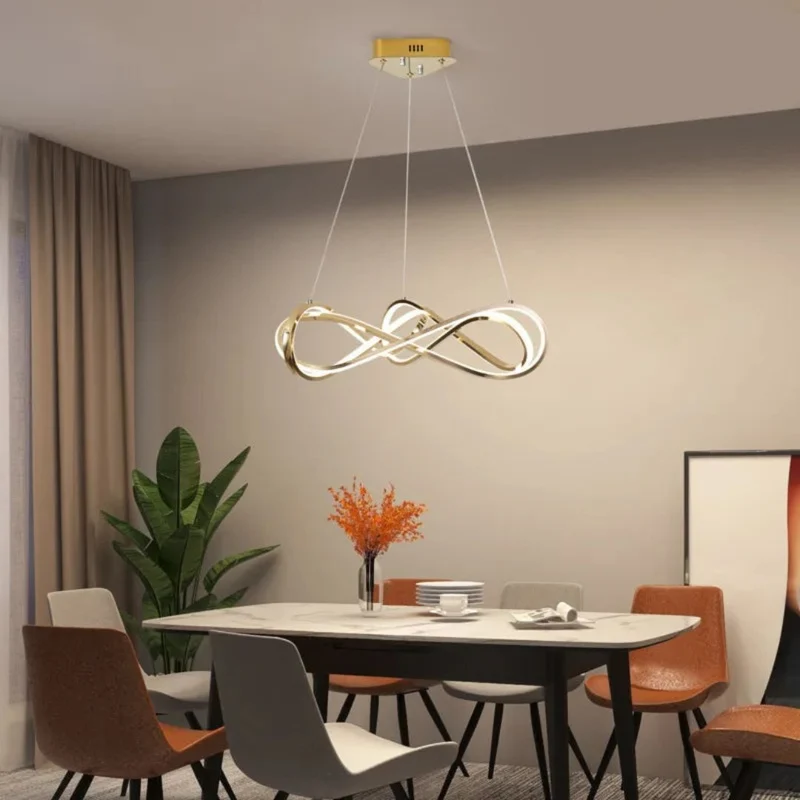 Lustre Argenté en Spirale Télécommandé – Noir, Or ou Gris, 2 Tailles