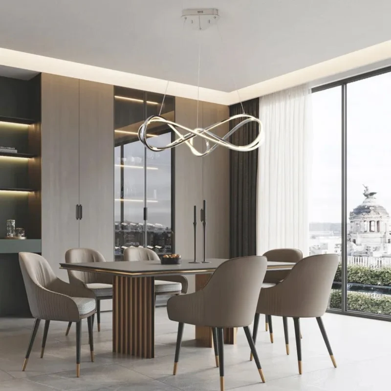 Lustre Argenté en Spirale Télécommandé – Noir, Or ou Gris, 2 Tailles