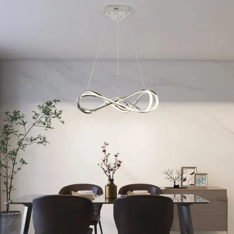 Lustre Argenté en Spirale Télécommandé – Noir, Or ou Gris, 2 Tailles