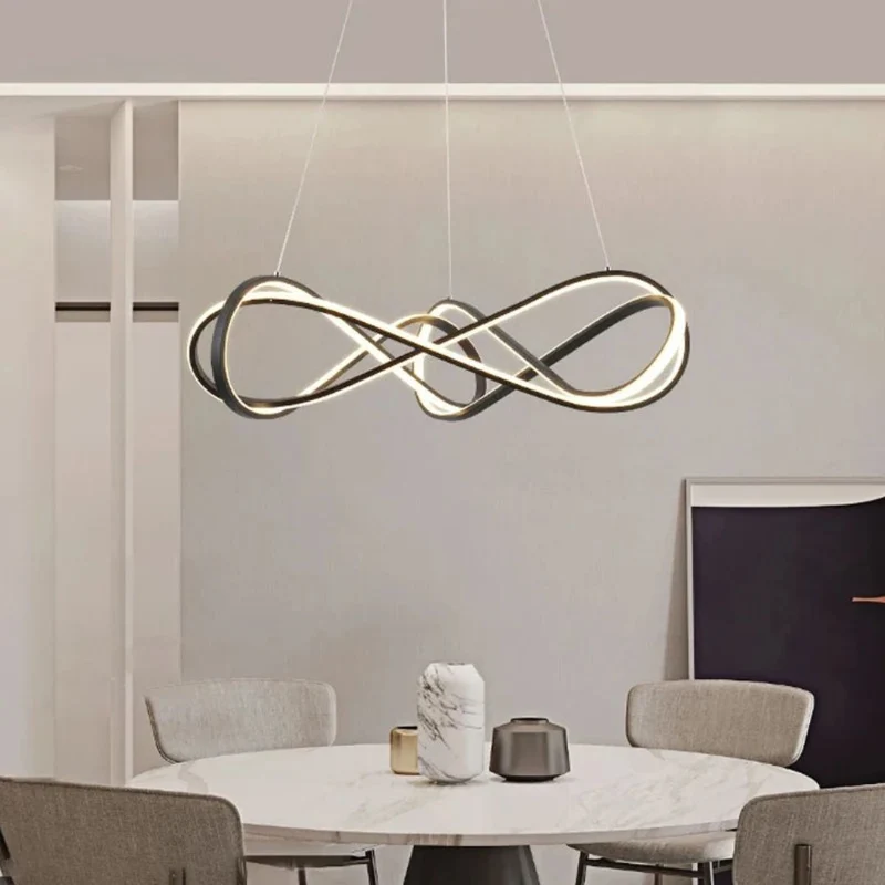 Lustre Argenté en Spirale Télécommandé – Noir, Or ou Gris, 2 Tailles
