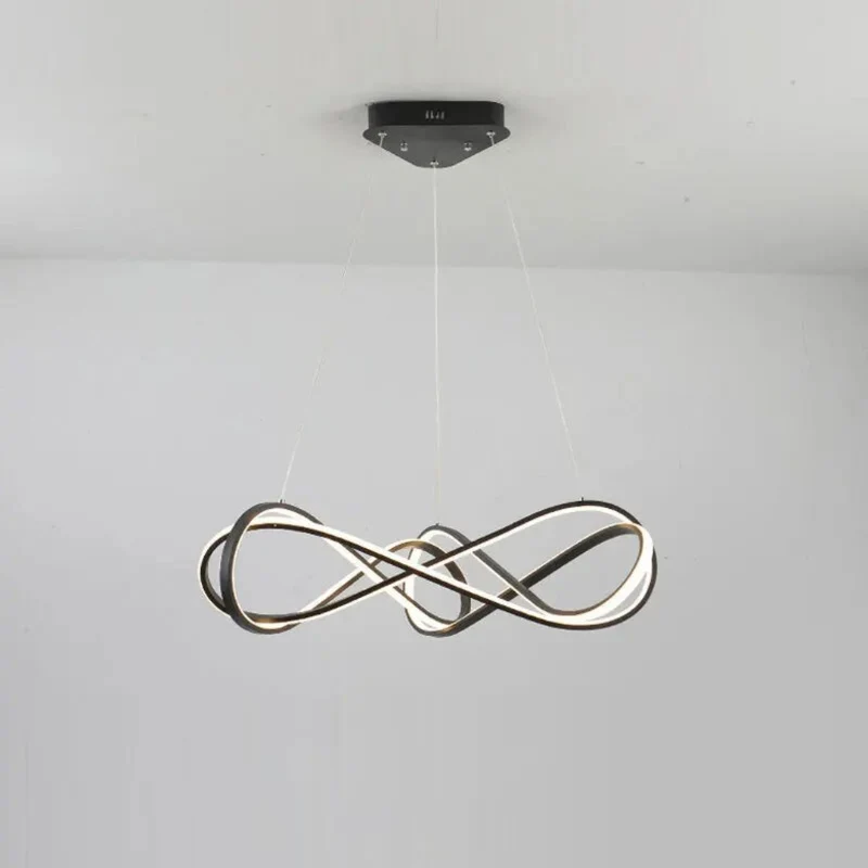 Lustre Argenté en Spirale Télécommandé – Noir, Or ou Gris, 2 Tailles