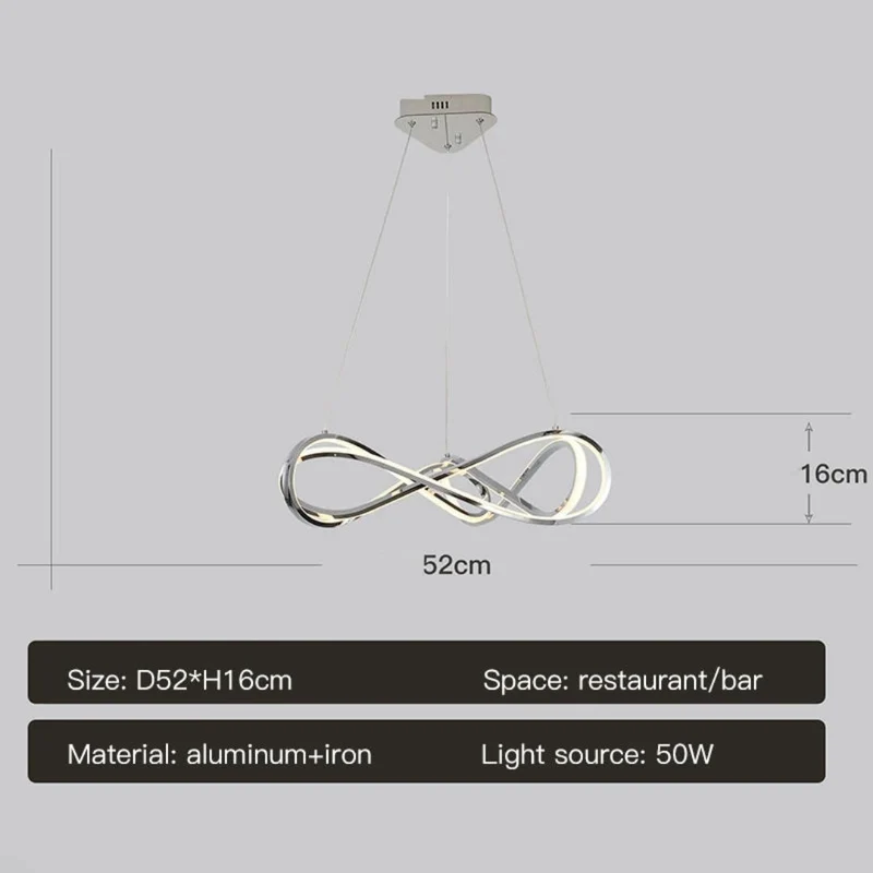 Lustre Argenté en Spirale Télécommandé – Noir, Or ou Gris, 2 Tailles