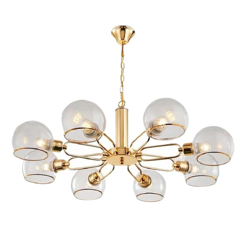 Lustre Globe Verre Doré Vertical – 3, 6 ou 8 Boules Scintillantes