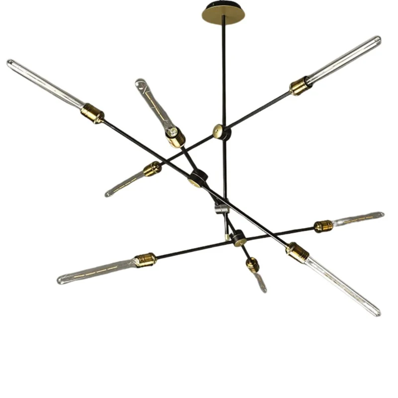 Lustre en Laiton et Tube de Verre – Style Mid-Century, Loft Urbain
