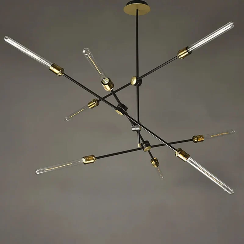Lustre en Laiton et Tube de Verre – Style Mid-Century, Loft Urbain