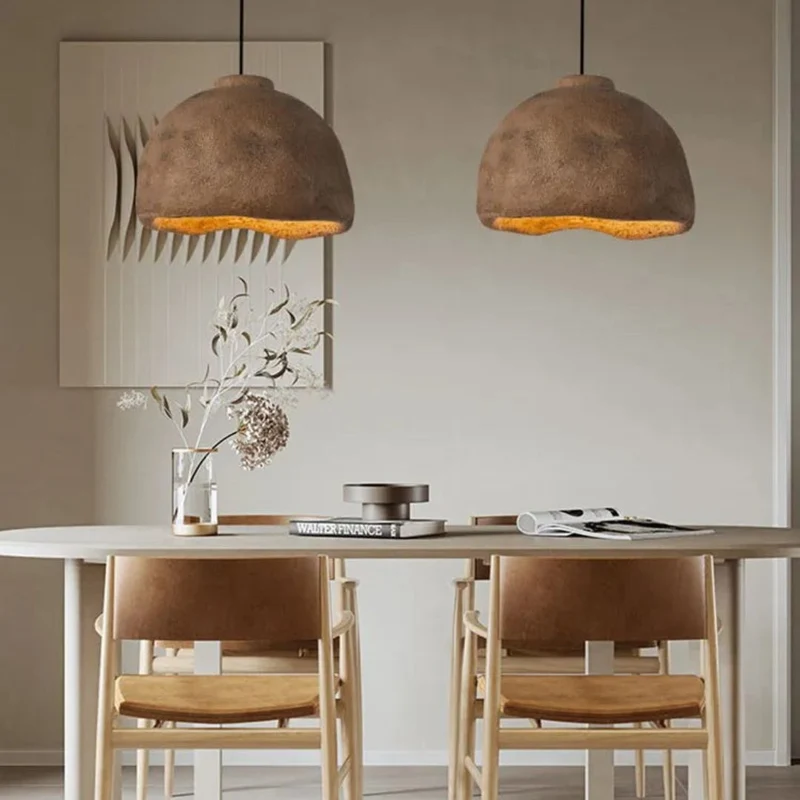 Lustre Salon Wabi-Sabi en Poterie – Terre Cuite ou Gris, Trio Possible