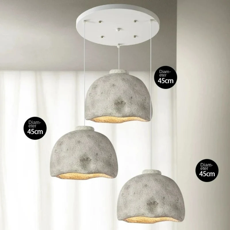 Lustre Salon Wabi-Sabi en Poterie – Terre Cuite ou Gris, Trio Possible