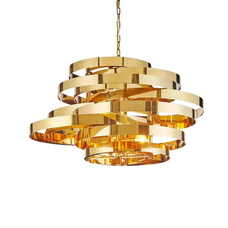 Suspension Art Déco Dorée – Anneaux Entrecroisés pour Restaurant Chic