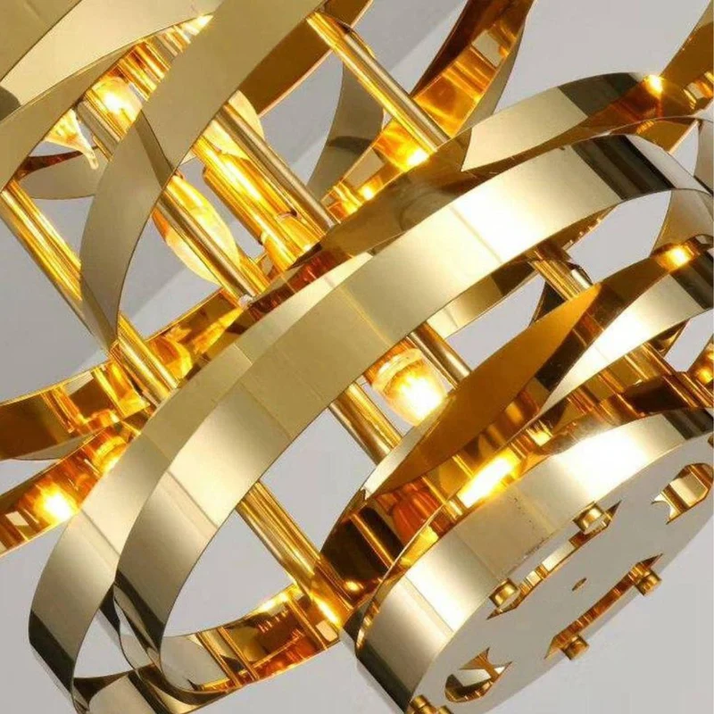 Suspension Art Déco Dorée – Anneaux Entrecroisés pour Restaurant Chic