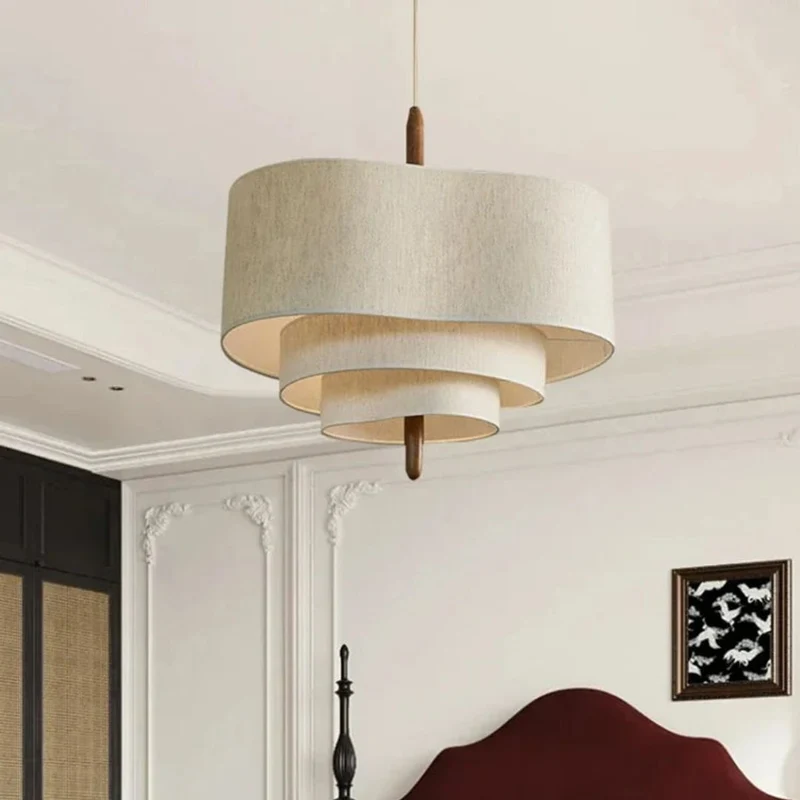 Lustre Lin Blanc Nordique 3 Épaisseurs – Réglable, Plafond Bas OK