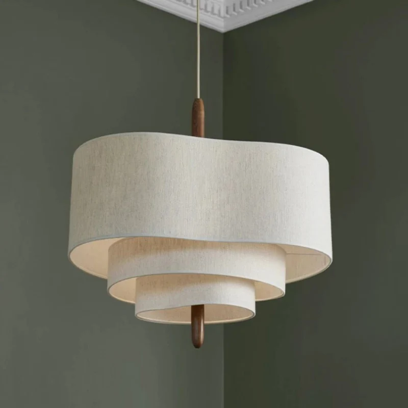 Lustre Lin Blanc Nordique 3 Épaisseurs – Réglable, Plafond Bas OK