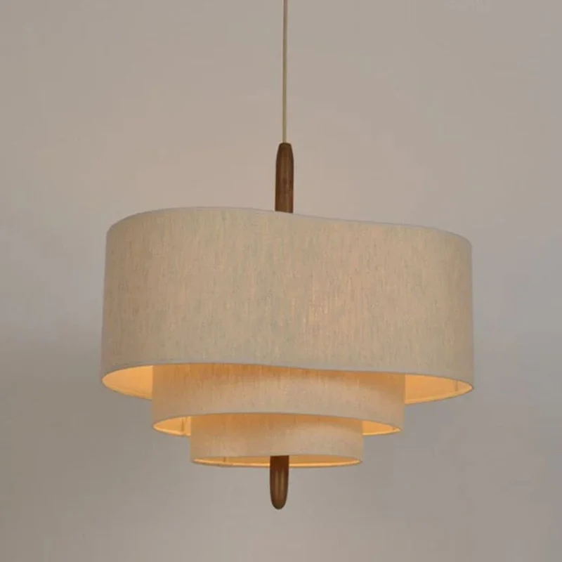 Lustre Lin Blanc Nordique 3 Épaisseurs – Réglable, Plafond Bas OK