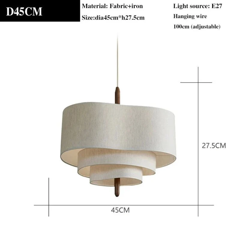 Lustre Lin Blanc Nordique 3 Épaisseurs – Réglable, Plafond Bas OK