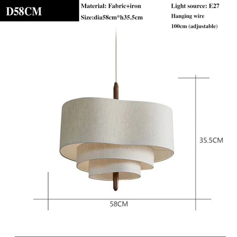 Lustre Lin Blanc Nordique 3 Épaisseurs – Réglable, Plafond Bas OK
