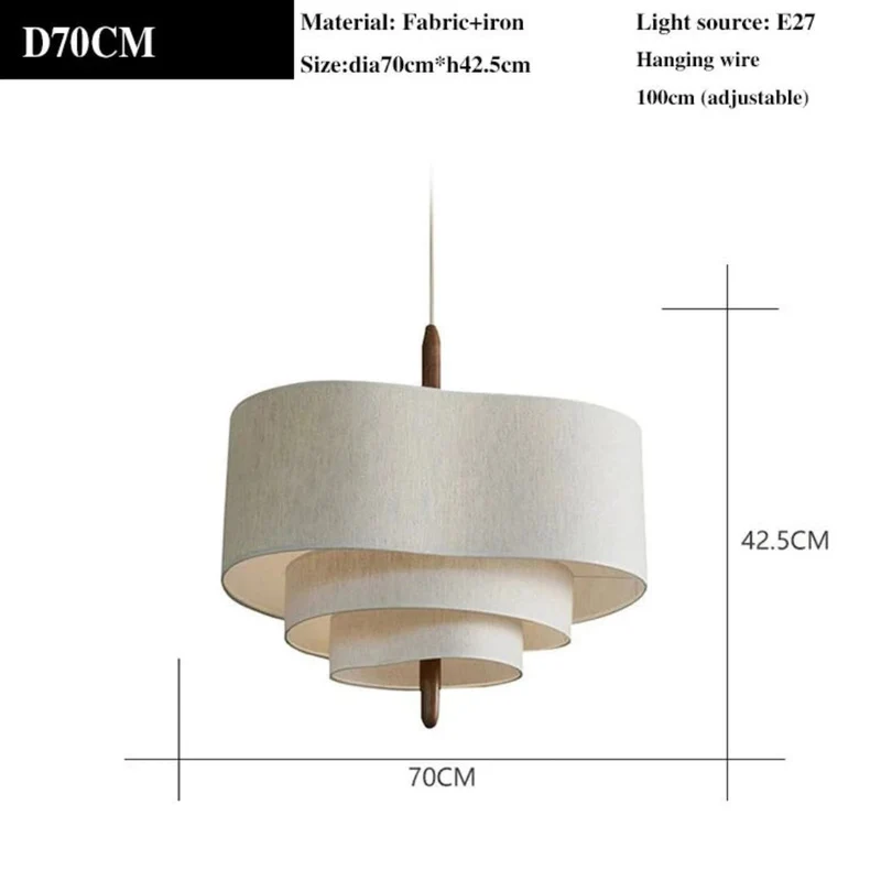 Lustre Lin Blanc Nordique 3 Épaisseurs – Réglable, Plafond Bas OK