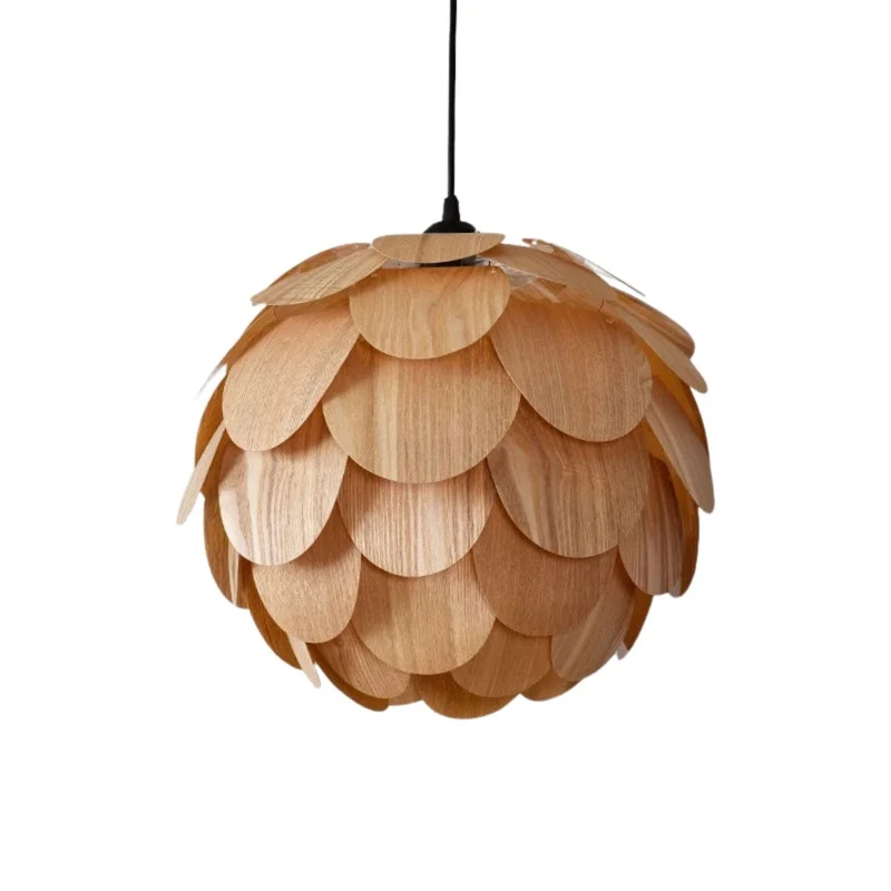 Lanterne Suspendue en Bois Naturel – Forme Pomme de Pin, Style Bohème