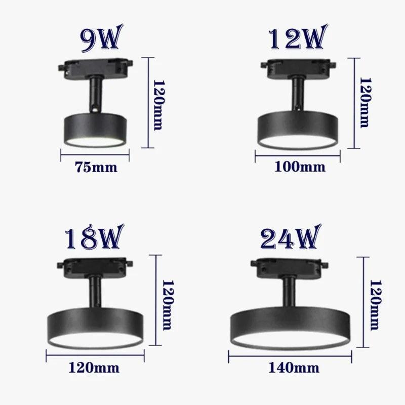 Plafonnier Cuisine Puissant à Spots LED – 9 à 24W, Noir ou Blanc