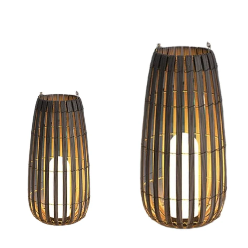 Lampadaire Solaire Extérieur Puissant en Bambou – 3 Tailles, IP65