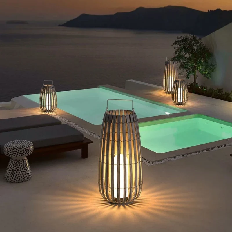 Lampadaire Solaire Extérieur Puissant en Bambou – 3 Tailles, IP65