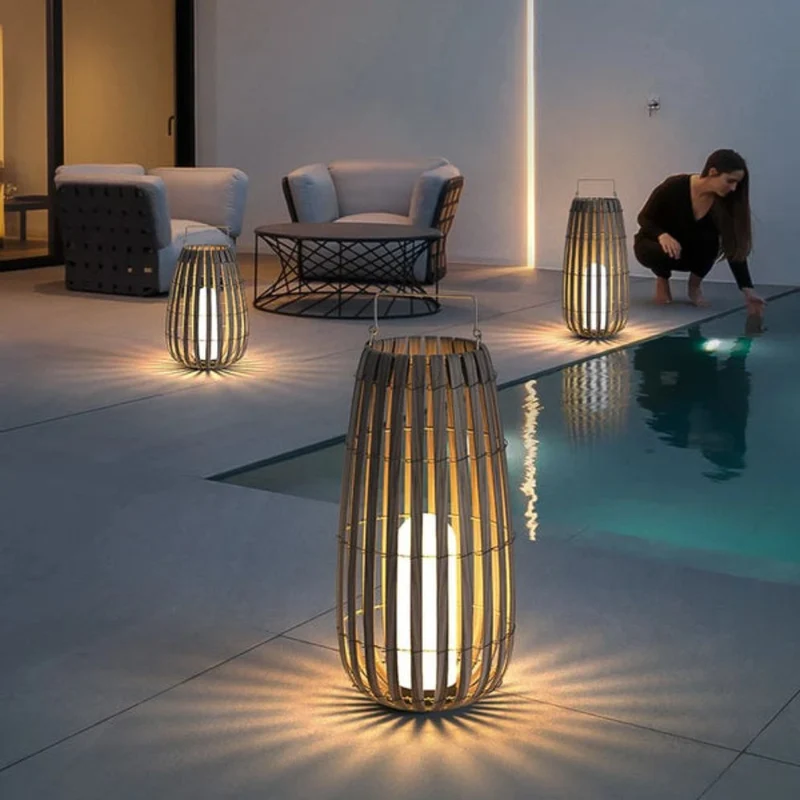 Lampadaire Solaire Extérieur Puissant en Bambou – 3 Tailles, IP65