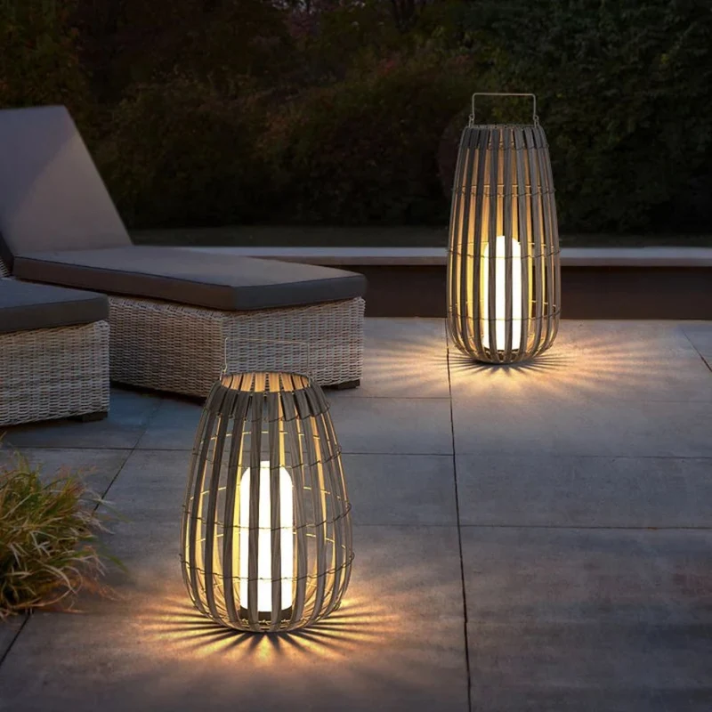 Lampadaire Solaire Extérieur Puissant en Bambou – 3 Tailles, IP65