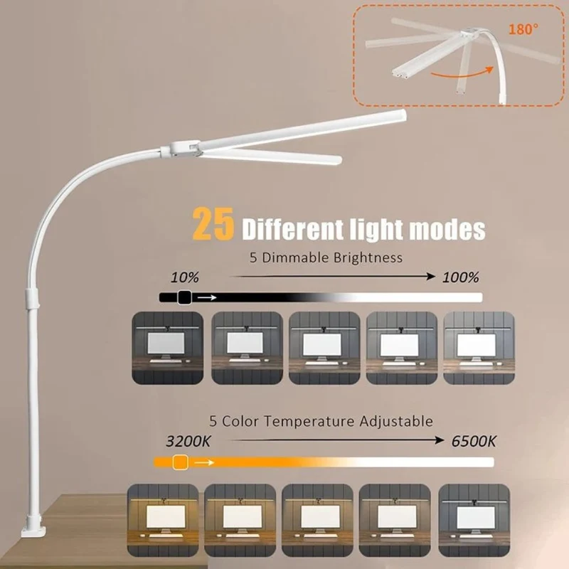 Lampes de Bureau Led à Double Tête