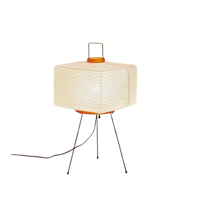 Lampe de Chevet Naturelle Japonaise – Trépied Noir, Papier de Riz