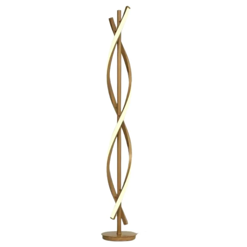 Lampe à Poser Dorée en Spirale Bois – Dimmable, 3 Ambiances