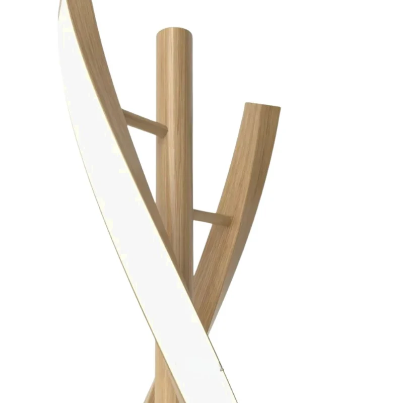 Lampe à Poser Dorée en Spirale Bois – Dimmable, 3 Ambiances
