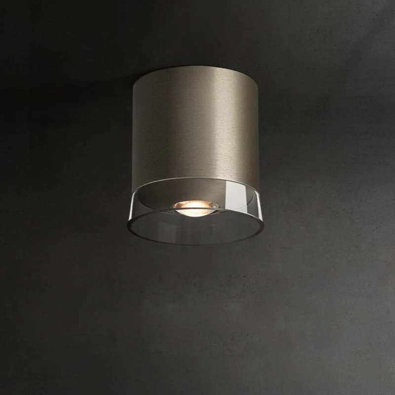 Spot Non Encastrable en Nickel et Verre – Compact, Plafond Bas