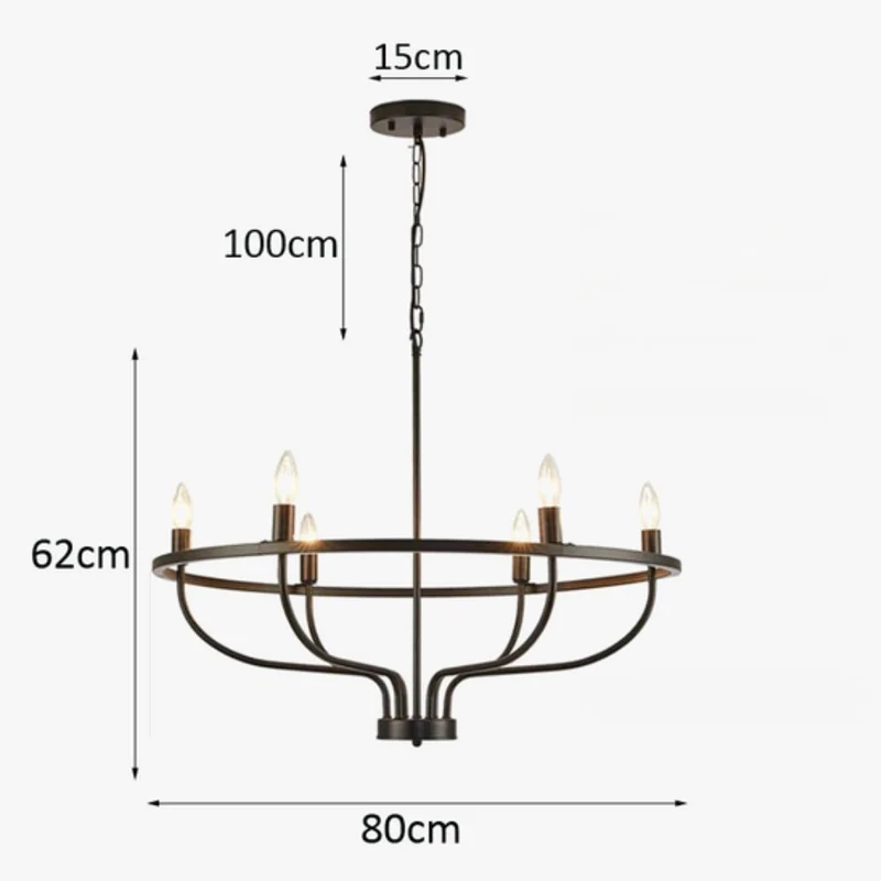 Lustre Loft en Fer à 6 Têtes – Ambiance Château, Style Intemporel