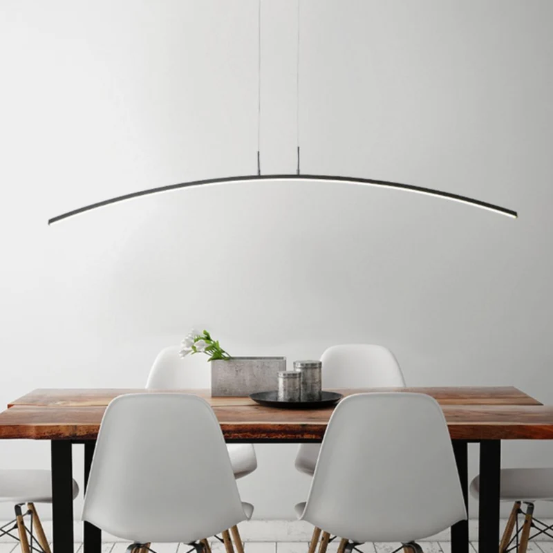 Lustre Aluminium Arc Épuré – Noir ou Blanc, 2 Températures de Lumière