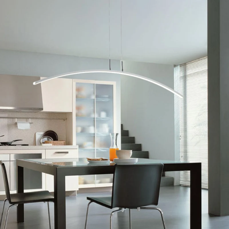 Lustre Aluminium Arc Épuré – Noir ou Blanc, 2 Températures de Lumière