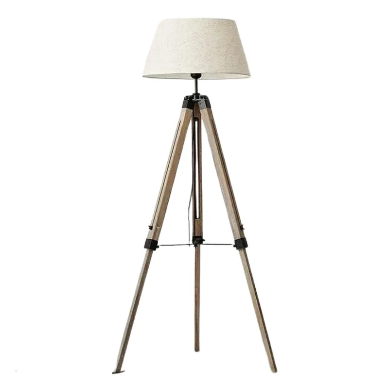 Lampadaire Cinéma Rétro Marin – Trépied Bois, Noir ou Blanc