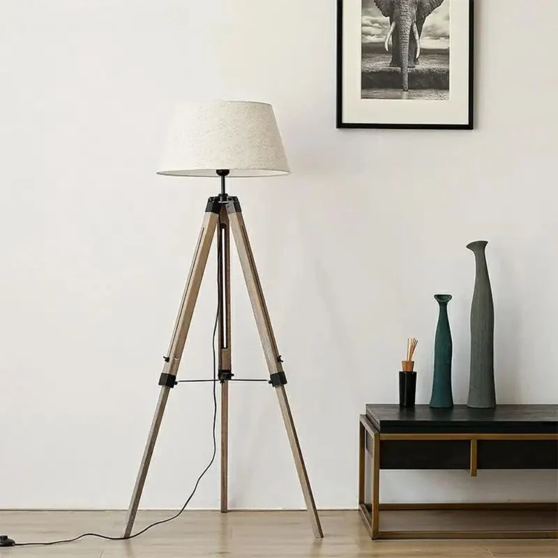 Lampadaire Cinéma Rétro Marin – Trépied Bois, Noir ou Blanc