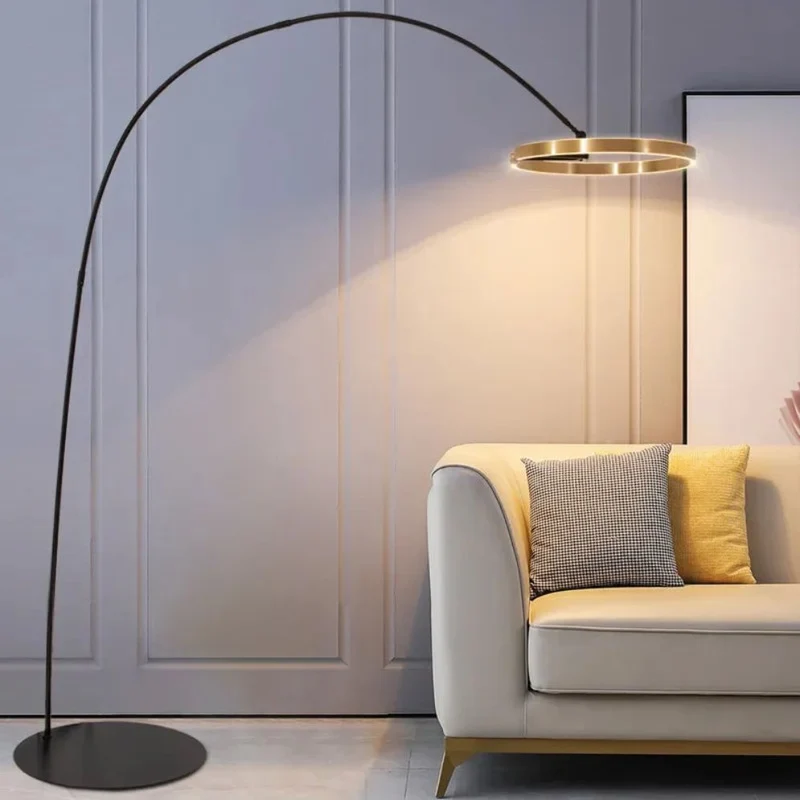 Grand Lampadaire Design Arc Lumineux – 220cm, 3 Coloris pour Anneau