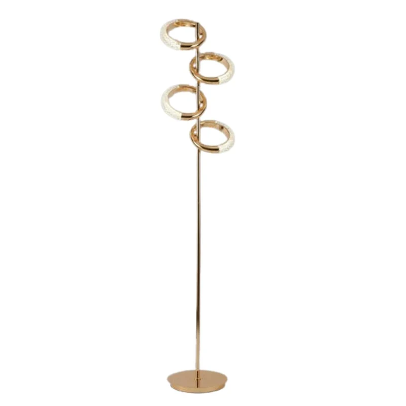 Lampadaire Salon Doré à Anneaux de Verre – 2 Formats, Ambiance Douce