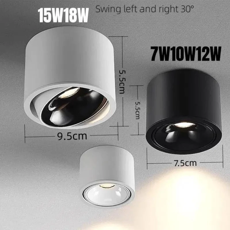 Spot LED Salon Intensité Variable – 7 à 18W, Structure Tubulaire